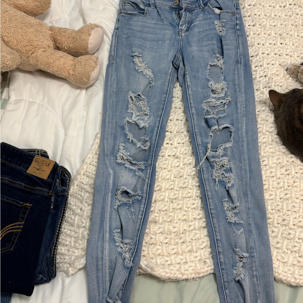 Distressed Light Blue Jeans